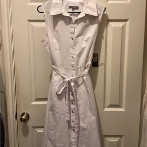 Sharagano White Sleeveless Midi Dress